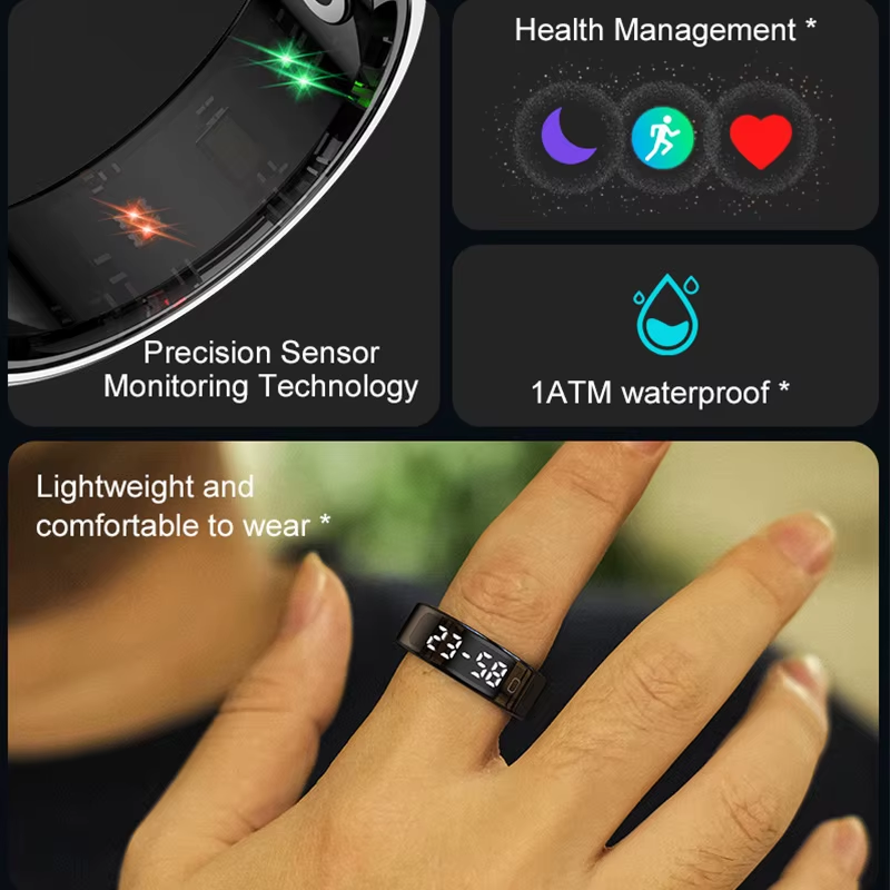 2026 R11C Smart Ring Men Women LED Display Screen Health Ring Heart Rate Sleep Monitor Waterproof Smartring for Android IOS